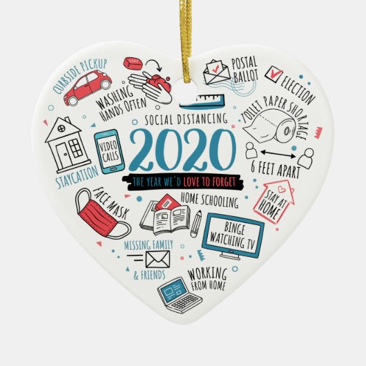 検疫クリスマスおもしろい2020年記念 セラミックオーナメント (正面)