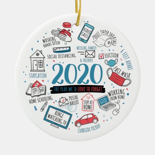 検疫クリスマスおもしろい2020年記念 セラミックオーナメント (正面)
