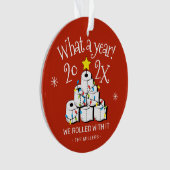 検疫クリスマスWhat A Year家族写真 オーナメント (正面)
