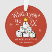 検疫クリスマスWhat A Year家族写真 オーナメント (正面)