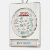 検疫パーソナライズされたクリスマス記念 シルバープレートバナーオーナメント (左)