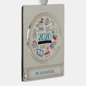 検疫パーソナライズされたクリスマス記念 シルバープレートバナーオーナメント (右)