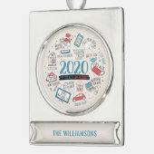 検疫パーソナライズされたクリスマス記念 シルバープレートバナーオーナメント (左)