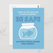 検疫ボウルの魚をロックダウン安全な青 ポストカード (正面/裏面)