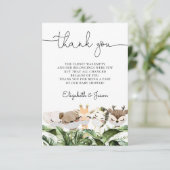 検疫マスクジャングルサファリ動物ベビーシャワー サンキューカード (スタンド正面)