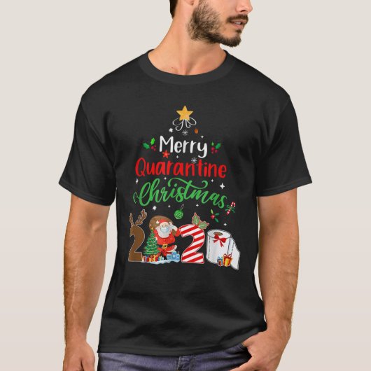 検疫メリークリスマス2020クリスマスパジャマスホリド Tシャツ (正面)