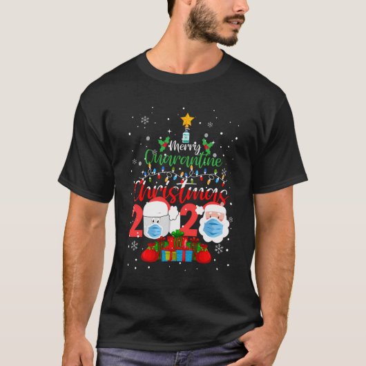 検疫メリークリスマス2020パジャマスファミリーマット Tシャツ (正面)