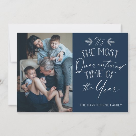 検疫済みのクリスマスシックブルーカスタム写真 シーズンカード (正面)