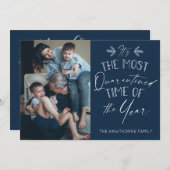 検疫済みのクリスマスシックブルーカスタム写真 シーズンカード (正面/裏面)