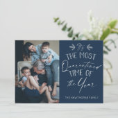 検疫済みのクリスマスシックブルーカスタム写真 シーズンカード (スタンド正面)