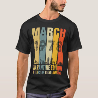 検疫版1978年3月43日誕生日ヴィンタグ Tシャツ