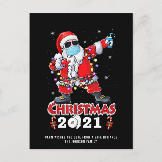 検疫聖おもしろい降誕祭お目出とう ポストカード (正面)