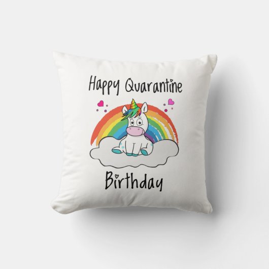 検疫誕生日ユニコーン虹 クッション (正面)