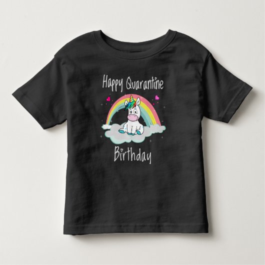 検疫誕生日ユニコーン虹 トドラーTシャツ (正面)