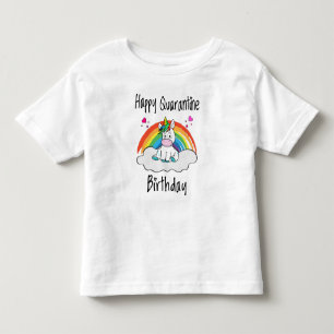 検疫誕生日ユニコーン虹 トドラーTシャツ