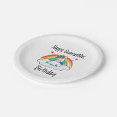 検疫誕生日ユニコーン虹 ペーパープレート (アングル)