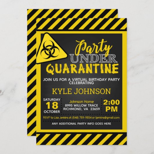 検疫誕生日招待状 招待状 (正面/裏面)