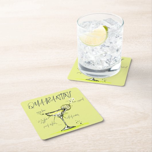 検疫隔離カクテルレシピ スクエアペーパーコースター (インサイチュ)