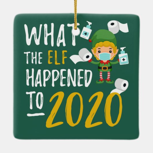 検疫2020クリスマスロックダウン小妖精や小人 セラミックオーナメント (裏面)
