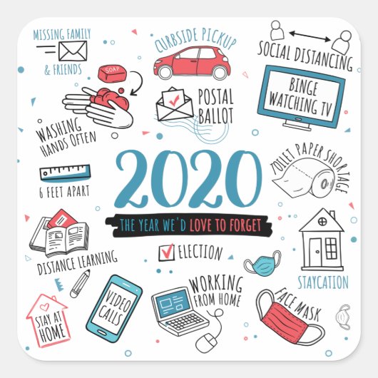 検疫2020ロックダウン記念 スクエアシール (正面)