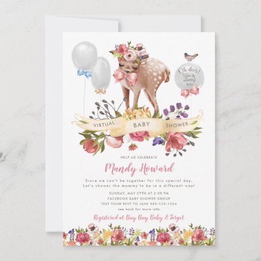 検疫Oh鹿少女バーチャルベビーシャワー 招待状 (正面)