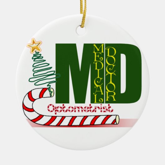 検眼医のクリスマスのオーナメントMDの医者 セラミックオーナメント (正面)