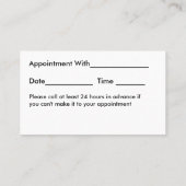 検眼医のモダンなアポイントメントの名刺 予約カード (裏面)