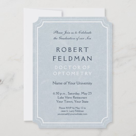 検眼医のヴィンテージの接眼レンズの卒業カード 招待状 (裏面)