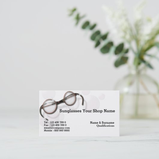 検眼医の光学ヴィンテージのサングラスフレーム 名刺 (スタンド正面)