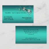 検眼医の光学眼鏡技師の目のターコイズ 名刺 (正面/裏面)