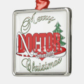 検眼医の医者メリークリスマス メタルオーナメント (左)