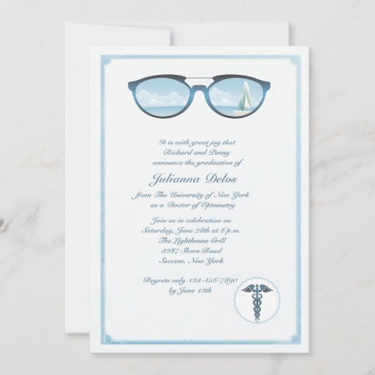 検眼医の卒業の招待状 招待状 (正面)