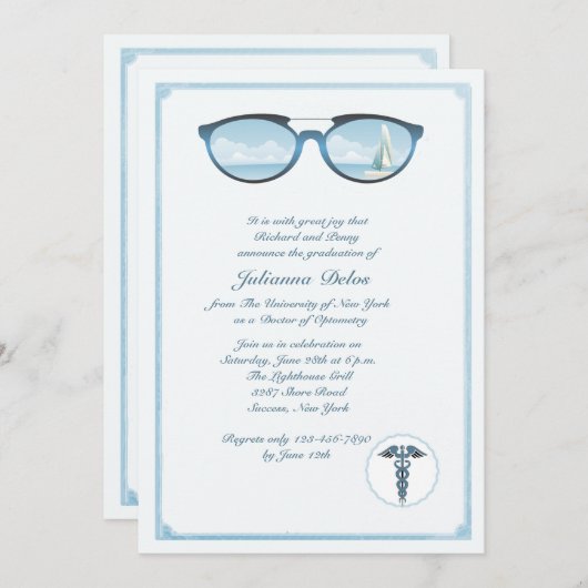 検眼医の卒業の招待状 招待状 (正面/裏面)