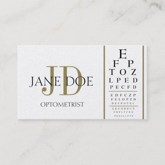 検眼医の図表のデラックスな金ゴールド 名刺 (正面)