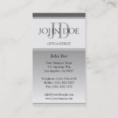 検眼医の図表の眼科医の銀はモノグラム衰退します 名刺 (裏面)