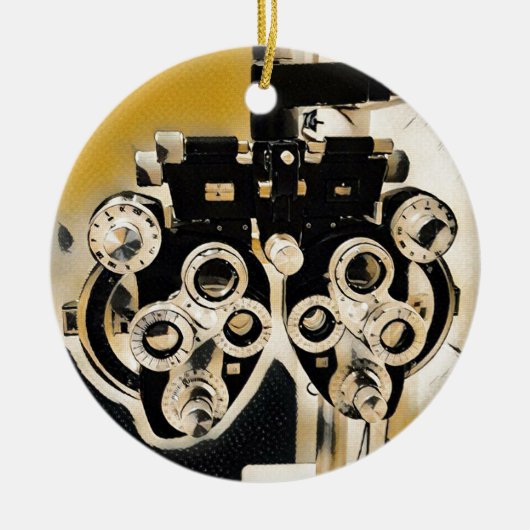 検眼医のPhoroptorクールでモダンなレンズ セラミックオーナメント (正面)