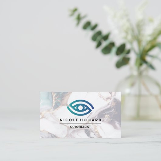 検眼医 |スタイル化されたアイロゴ 名刺 (スタンド正面)