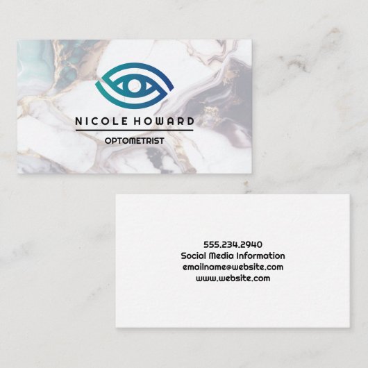 検眼医 |スタイル化されたアイロゴ 名刺 (正面/裏面)