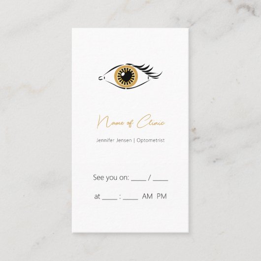検眼検査金ゴールドアポイントメントアラーム 名刺 (正面)