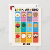 検索のまわりにかわいい2025カレンダー ポストカード (正面/裏面)