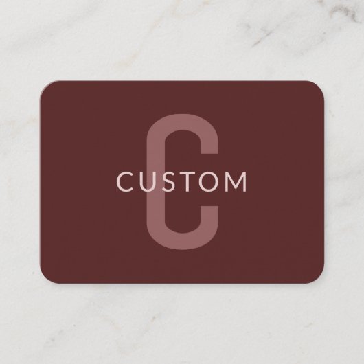 検索モダン名モノグラムの前 | マルーンレッド エンクロージャーカード (正面)