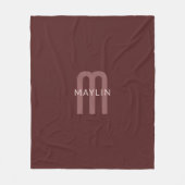 検索モダン名モノグラムの前 | マルーンレッド フリースブランケット (正面)