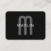 検索モダン名モノグラムの前 | 黒い灰色の白 エンクロージャーカード (正面)