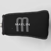 検索モダン名モノグラムの前 | 黒い灰色の白 ゴルフヘッドカバー (正面)