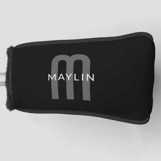 検索モダン名モノグラムの前 | 黒い灰色の白 ゴルフヘッドカバー (正面)