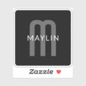 検索モダン名モノグラムの前 | 黒い灰色の白 シール (シート)