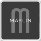 検索モダン名モノグラムの前 | 黒い灰色の白 シール (正面)