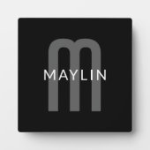 検索モダン名モノグラムの前 | 黒い灰色の白 フォトプラーク (正面)