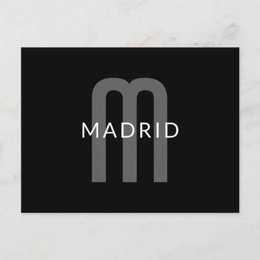 検索モダン名モノグラムの前 | 黒い灰色の白 ポストカード (正面)
