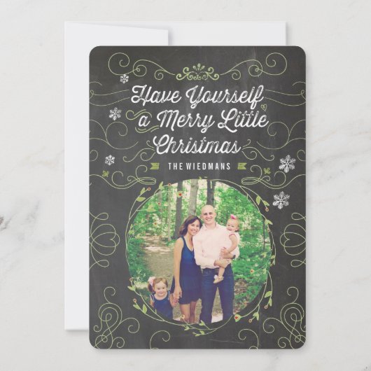 検討の写真カードの黒板年-クリスマス 招待状 (裏面)